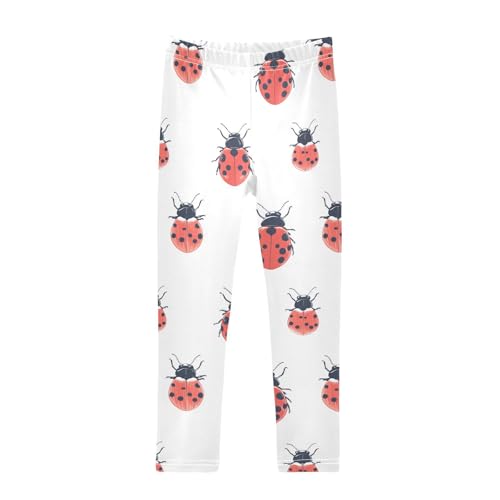 Girls Leggings Ladybugs Scarab White Soft Toddler Leggings for Girls Kids Pants Size 4T-10T