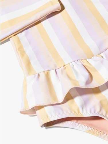 Image of Girls One Piece Swimsuits Zipper Rash Guard Long Sleeve Bathing Suit with Ruffle Hem UPF50+