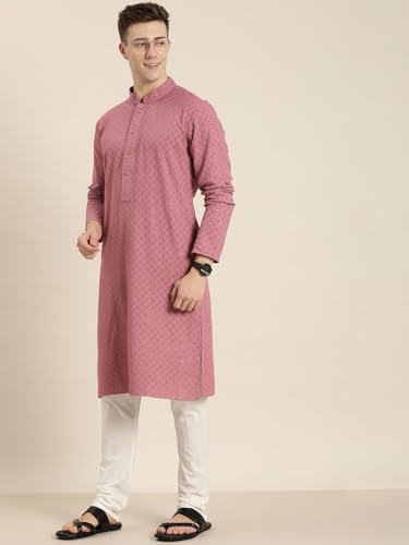 Image of Amazon Brand - Tavasya Men Rayon Blend Embroided Regular Kurta