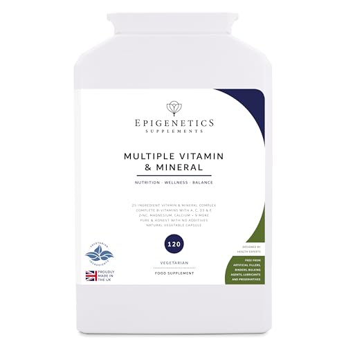 Multivitamin & Mineral | 25 Essential Vitamins & Minerals for Energy, Immunity & Wellbeing | 120 Vegetarian Capsules UK Made | 2 Month Supply