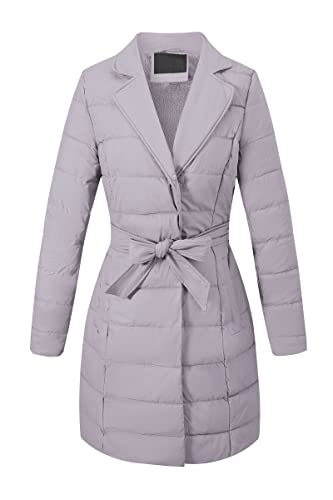 Bellivera Women Faux Leather Puffer Padded Jacket Bubble Fleece-Lined Coat With Removable Fur Collar 5527 Gray Xl #TOP1