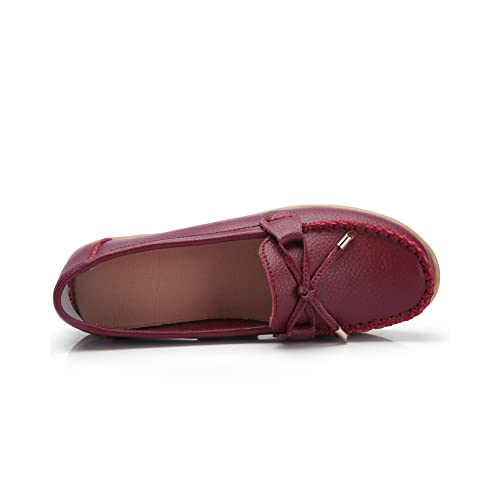 Image of Momuk Women's Penny Loafers Leather Driving Moccasins Slip On Boat Shoes Fashion Comfort Flats