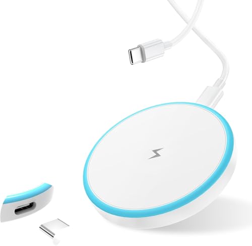 Mag-Safe Ladegerät,Magnetisches Kabelloses Ladegerät,15W Wireless Charger,LED-induktive Ladestation,Schnelles Wireless Ladegerät mit USB-C Kabel 2M,Ultradünne Magnet-Ladestation für iPhone 16/15/14/13