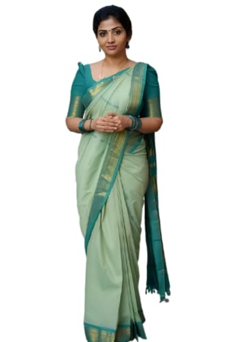Image of Women's Kanjivaram Cotton Silk Saree South Indian Paithani Sari | gadwal cotton sarees with Zari Border and Blouse Piece - Suitable For All Indian Occasions and Festivals 191