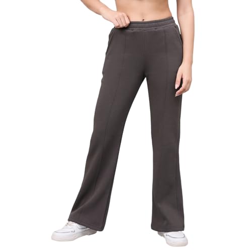 Image of 98 Degree North Women Flared Fleece Track Pants-GL1315-ALMOND