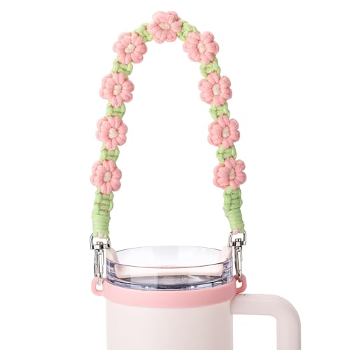 Image of Water Bottle Handle Strap for Stanley Cup, Owala and Most 12-40oz Bottles | Handle Strap for Hydro Flask, for HydroJug, Easy To Carry, Boho Hand-Woven, for Commutes, Outdoor Use