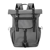 Photo Gallery dybag zaino arrotolabile da uomo, 23 l, in nylon impermeabile, con scomparto per laptop da 16", per viaggi, lavoro, grigio, large Photo Gallery dybag zaino arrotolabile da uomo, 23 l, in nylon impermeabile, con scomparto per laptop da 16", per viaggi, lavoro, grigio, large