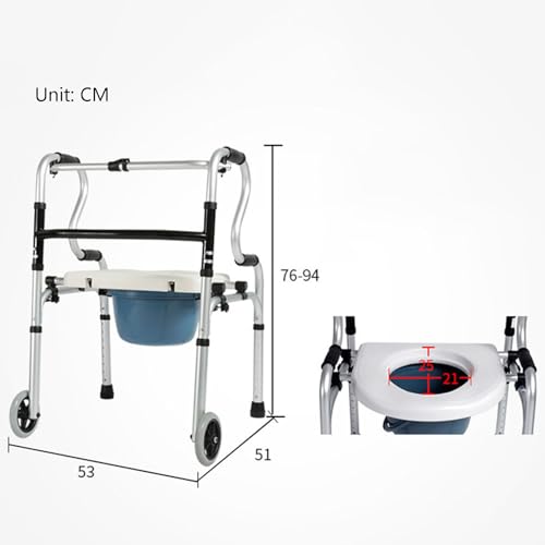 Chaise percée à roulettes pliable et réglable pour senior