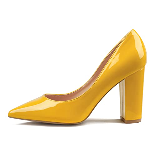 Image of JOY IN LOVE Chunky Heels for Women Pointed Toe Pumps | 3.5 inch High Block Heels, Work Pumps, Party Dress Shoes