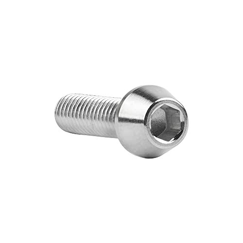 Image of Titanium Ti DIN912 M4 8 10 12 15 20mm Tapered Head Hex Bolts Bicycle Screws Pack of 6 (Silver, M4x15mm)
