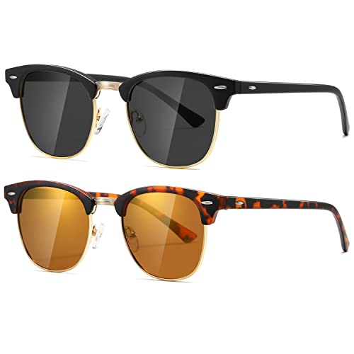 Image of AEVOGUE Semi Rimless Polarized Sunglasses for Women Men, AE0369 2 Pack
