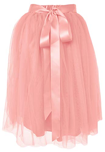 Dancina Women’s Knee Length Tutu A Line Tulle Skirt Plus (Size 12-18) Blush Pink