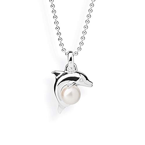 Preisvergleich Produktbild Heartbreaker Delfin Anhänger mit Muschelkernperle in Echtsilber / Kollektion Delfin / Mittlerer Delfinanhänger aus 925 Sterlingsilber / Niedlicher Anhänger für Damen