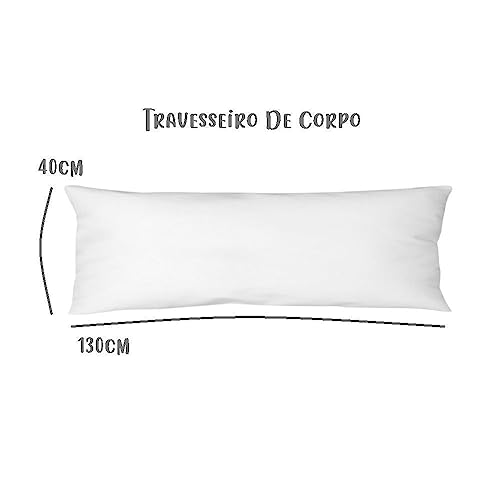 Kit 02 Fronhas para Travesseiro de Corpo 40x130cm Percal 200 Fios 100% Algodão Branca Arrumadinho En