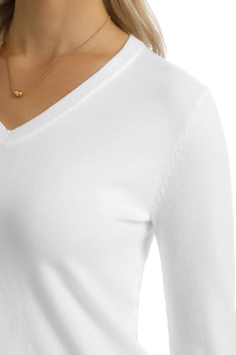 Image of QUALFORT Women's Sweaters Long Sleeve Soft Lightweight Basic Knitted Pullover Sweater