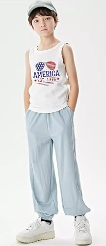 Image of 4th of July Tank Tops Boys Girls American Flag Shirts Kids Patriotic USA T-Shirt Cotton Sleeveless Tees Tops 1-7T