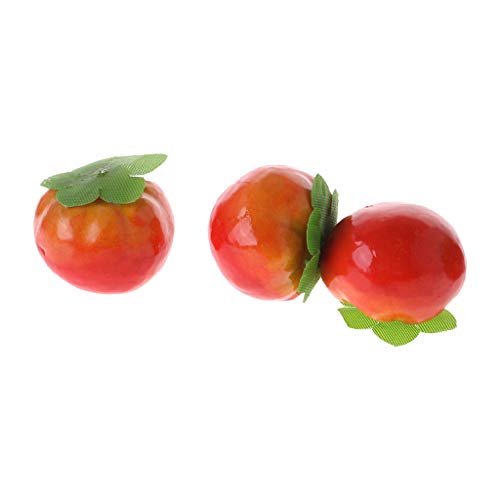 QUQUTWO 20pcs Lifelike Simulation Artificial Tomato Plastic Fake Fruit Home Party Decor Red+Green