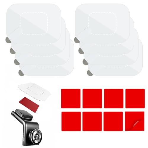 BakeWhiz 8 Pcs Windshield Dashcam Stickers, Transparent Electrostatic Film with VHB Double-Sided Sticker Adhesive Pad, Reflective, Reusable, Scratch-Proof, Residue-Free Car Shield Decal (6x8cm)
