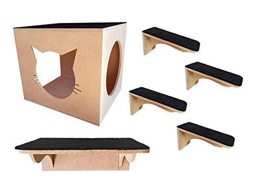 Toca de Gato Mdf Crú Com Prateleira Degraus