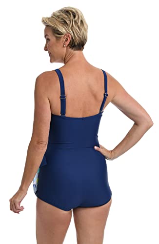 Maxine Of Hollywood Women's Standard Bandeau Sarong One Piece Swimsuit, Navy//Tulum Tiki Floral, 14 #TOP1