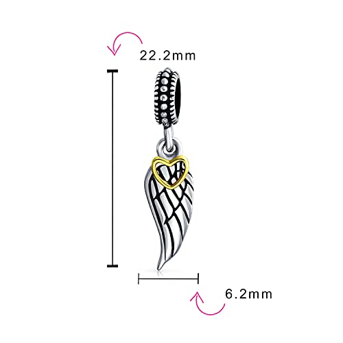 Charm de ángel en plata .925 con ala de plumas para mujer 3