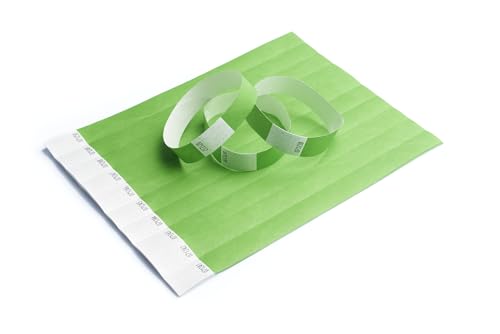IBOO Pack de 500 Pulseras de Papel Tyvek para Control y Seguridad - para Eventos, Fiestas, Festivales y Viajes - Pulseras de Entrada (Verde)