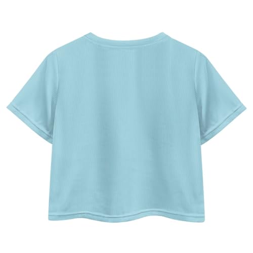 Image of Girls Fashion Crewneck Tee Shirts Casual Short Sleeve Crop Top Summer Outfits 5-14 Year