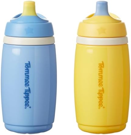 Tommee Tippee Isolierter Aktive-Trinkbecher mit Schnabel, 266 ml, Auslaufsichere Wasserflasche für Kleinkinder ab 12 Monaten, Isoliert, damit Getränke kühl bleiben, Blau und Gelb,