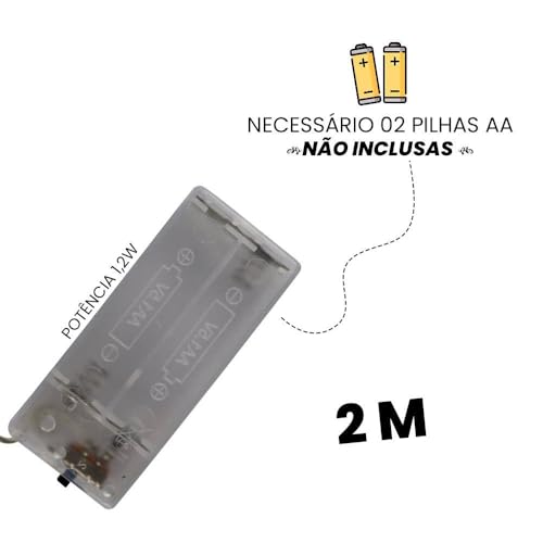 Fio De Fada Led Decoração Cordão De Luz 2 Metros - Colorido - Pilha - Pisca-Pisca Natal