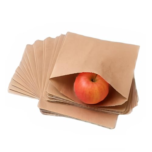 Clearly | Food Grade Brown Strung Paper Bags 10" x 10" | Premium Quality UK Made Sulphite Paper Bags - Ideal For Kitchen Food Sandwich Fruit Veg Storage Grocery Shop Pastries (100)