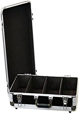 DEEJAYLED Professional Light Cd Case 4 Row Holds Up To 100 Jewel Cases And Up To 200 Plastic Sleeves Well Riveted Heavy Duty Double Edge Tongue And Groove Impact Resistant Aluminum Frame TBHECD4BK