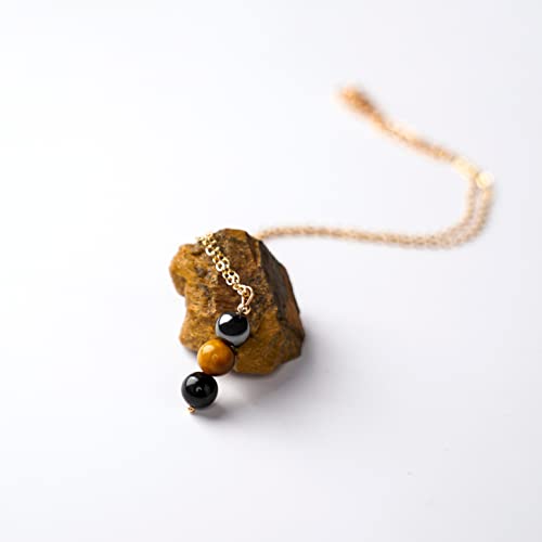 Selfwimg Triple Protection Bracelet & Necklace Set Spiritual Healing Crystals Pendant Necklaces Tiger Eye Obsidian Hematite Braided Beaded Bracelets Jewelry Gifts For Men Women #TOP1