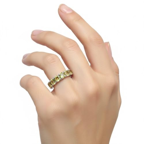 Image of 55Carat Choose Your Color Natural Gemstone Sterling Silver Band Ring Birthstone Friendship Love Size 5-13
