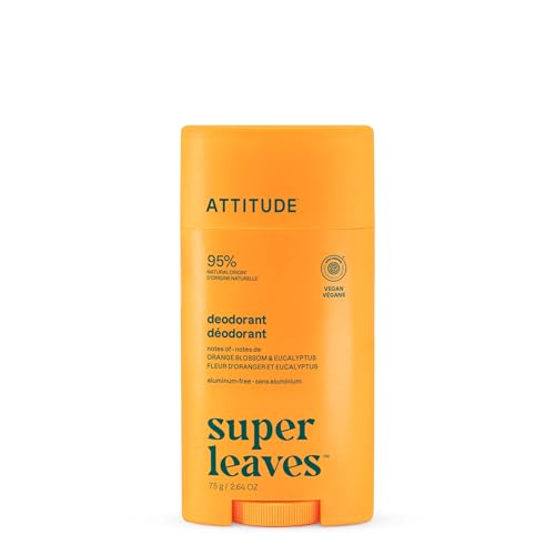 ATTITUDE Deodorante, Senza Alluminio, Con Bicarbonato, Certificato EWG Verified, Vegano, Elimina i cattivi odori, Profumo Fiore di Arrango ed Eucalipto, 75 g