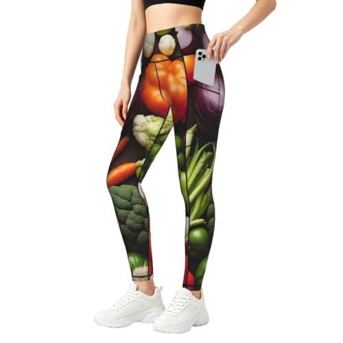 Pantalon de yoga femme imprimé légumes ample contre les frottements