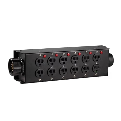 Power Distribution Box with 19 Pin to 12x Edison Socket Output, Distro Bo for Stage and DJ Lighting Distribution Equipment