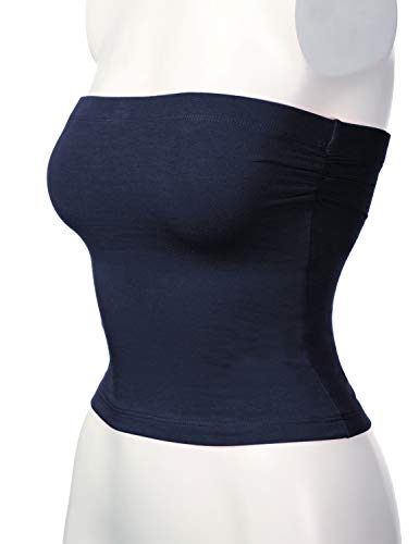 Image of Women's Shapewear Tube Tops Strapless Ruched Built-in Shelf Bra Casual