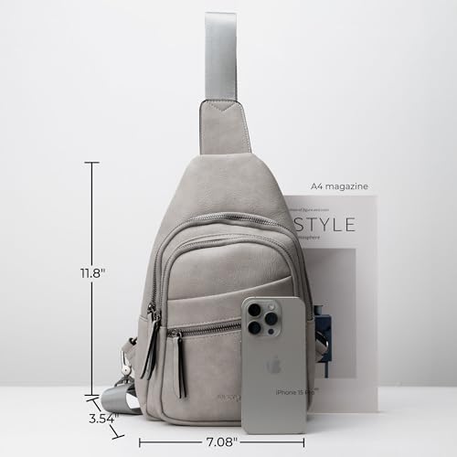 Image of Alldaily Large Sling Bag for Women Crossbody Purse Leather Fashionable Trendy Chest Bag for Travel, Fanny Pack (Grey)