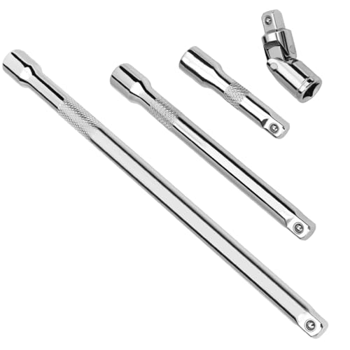 Image of STHIRA 4-Piece 3 /8 inch Drive Socket Extension Bar Set, Includes 3 inch /6 inch /10 inch Extensions with Universal Joint Adapter, Heavy-Duty Carbon Steel Socket Extension Kit for Automotive and Mechanical Use