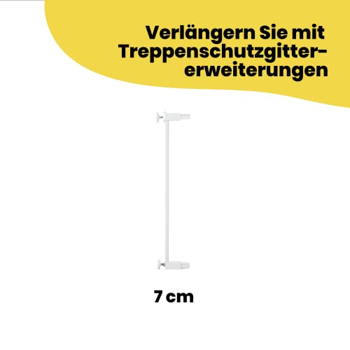 Safety 1st Easy Close Extra Tall Metal Gate,Treppenschutzgitter ohne Bohren, 73–80 cm (max. 94 cm erweiterbar), besonders hohes Gitter (91 cm), leicht schließbares Türschutzgitter, kein Bohren, Weiß