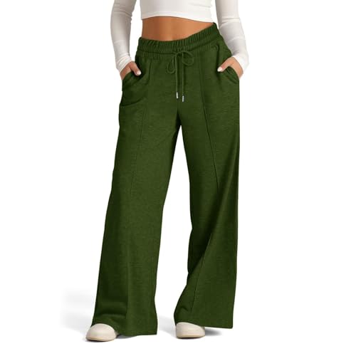 Wide Leg Sweatpants Girls Elastic 𝗗rawstring Straight Leg 𝐏alazzo 𝗟ounge Comfy Joggers Trousers with Pockets3