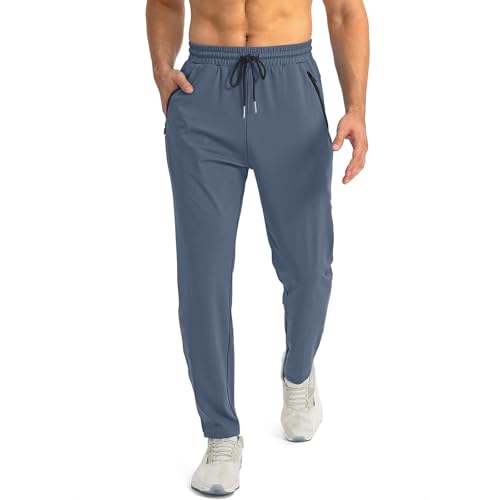 WENKOMG1 Mens Athletic Sweatpants, Casual Drawstring Workout Quick Dry Joggers Sweatpant with Zipper Pockets, S-2XL2