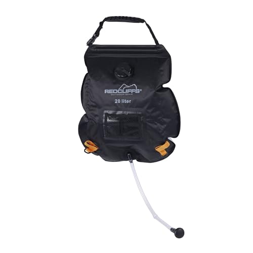 Well Home Ducha Solar Camping 20L con Pulverizador - Bolsa de Agua Portátil 2 Capas, Ducha Exterior de 50x47 cm en Color Negro