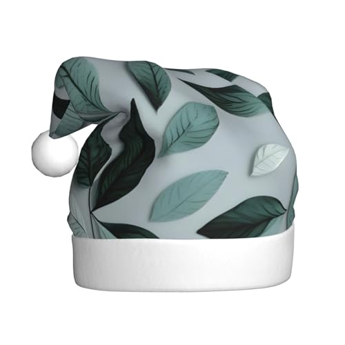 BrUgui - Gorro unisex de terciopelo para Navidad, fiesta festiva de Año Nuevo, accesorio festivo, sombrero de nieve de invierno, el regalo perfecto de Navidad, hoja gris menta