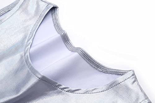 LUCKYGAL Girls Metallic Dresses Holographic Sparkly Shiny Party Dress Sleeveless Outfits3