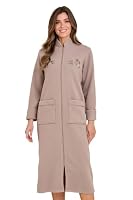 Amber Ladies Knitted Zip Dressing Gown Embroidered Fleece Robe