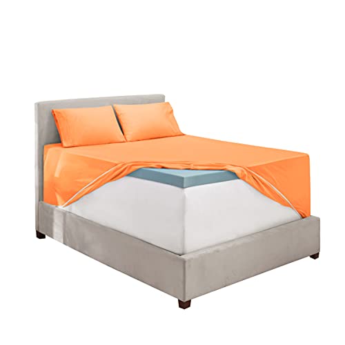 Image of Hearth & Harbor Extra Deep Pocket Queen Sheets - 4 Piece Hotel Luxury Queen Sheet Set Fits Up to 24 inch Mattress - Ultra Soft Luxury Queen Bed Sheet Set - Soft & Breathable, Queen, Apricot Buff Orange