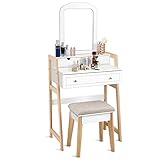 specchio postazione make up # Facile da montare e pulire # Grazie alla struttura semplice, la nostra toeletta si può montare in poco tempo seguendo le istruzioni in dotazione. Inoltre, non devi preoccuparti della pulizia perché la sua superfice è liscia, impermeabile e facile da pulire.