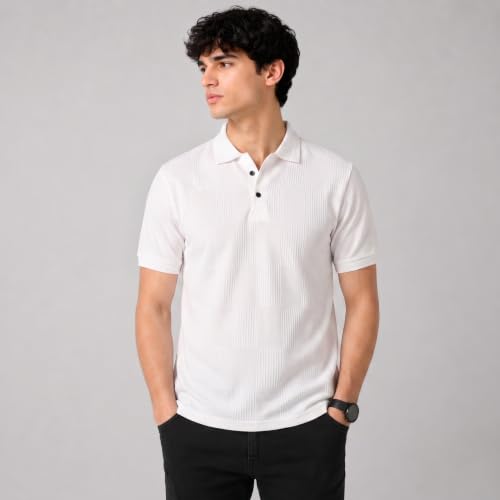 Image of TOPLOT Men's Polo T Shirt | Half Sleeve Design | Comfortable Fit Wear | Stylish Casual Look | Breathable Feel |Modern Style | Easy Movement | Casual & Everyday Wear (5280)