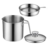 Bacon Grease Container - Bacon Grease Container With Mesh Strainer, Greases Containerswith Removable Strainer And Snug Lid, Food Grade Oil Holder For Kitchen For Olive Soup Storage Cooking Frying Home